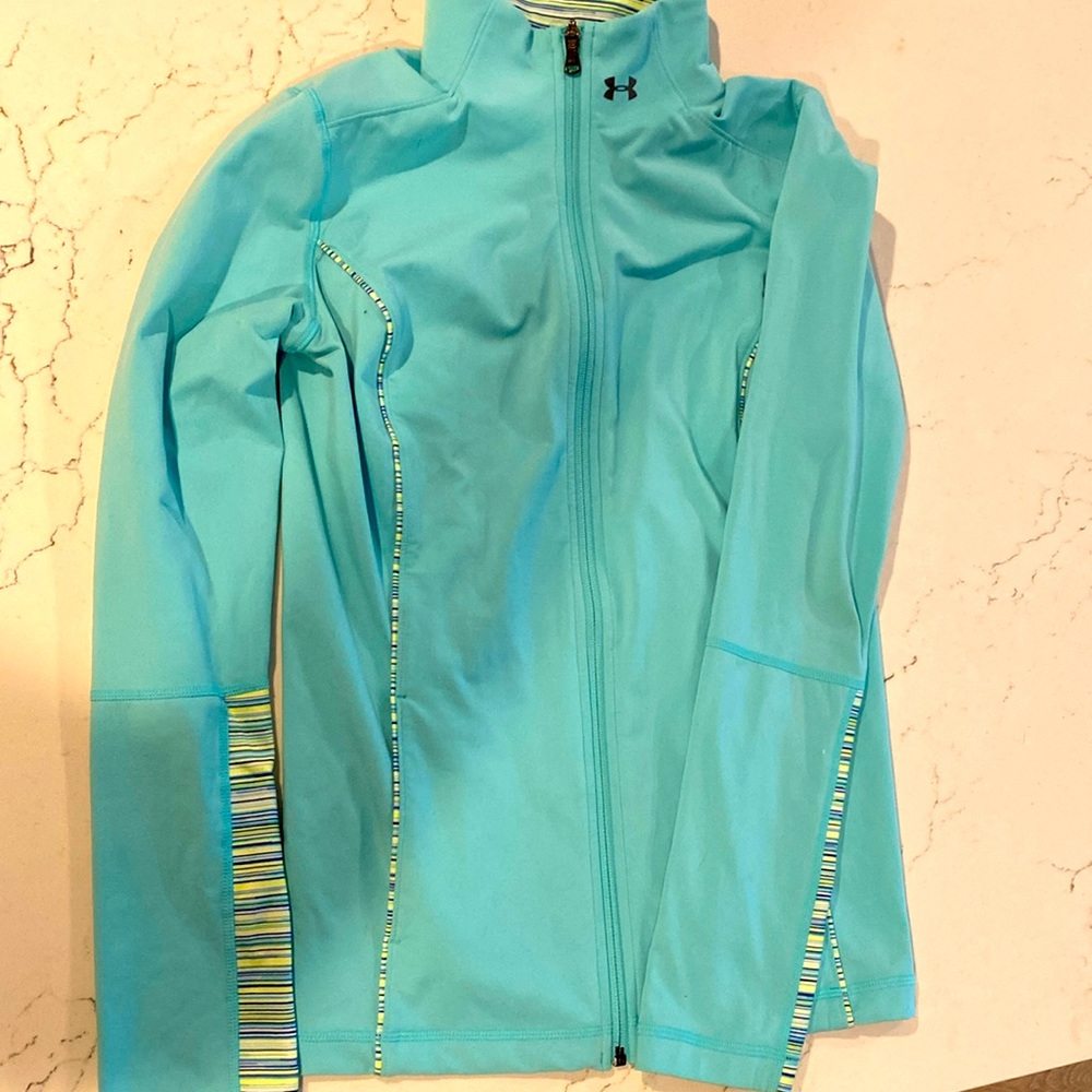 Under Armour full zip teal/green sz M